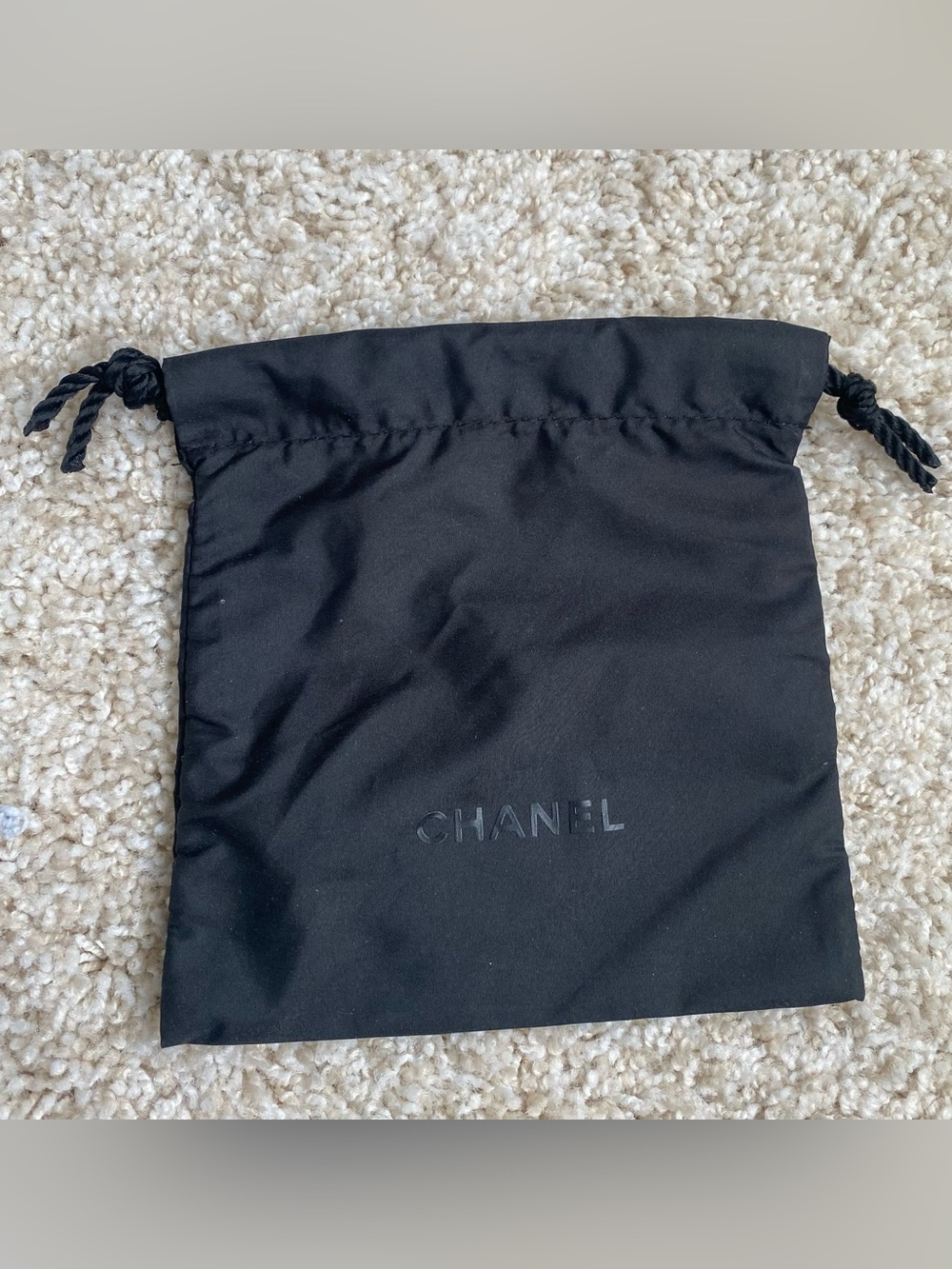 CHANEL Black Drawstring Jewelry Bag